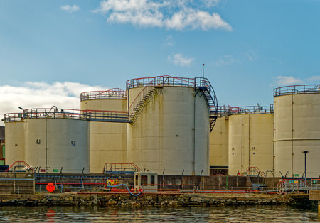 Fuel Tanks in Lerwick Harbourのeditorial素材