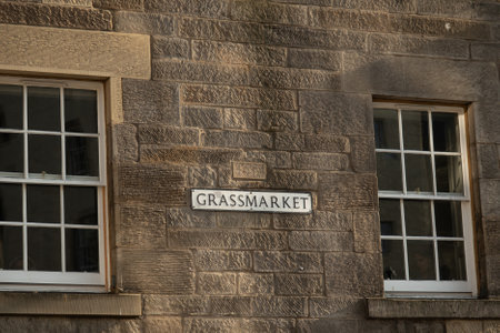 Grassmarket Sign on Stoneのeditorial素材
