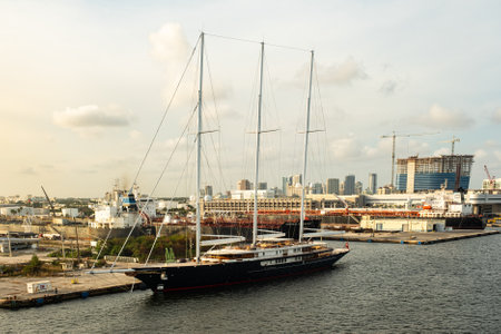 Three Masted Schooner in Port Everglades Floridaのeditorial素材