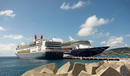 Fred Olson and Marella Cruise Ships in St Maartenのeditorial素材