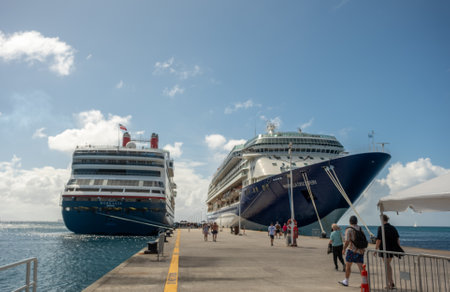 Pier to Fred Olson and Marella Cruise Ships in St Maartenのeditorial素材