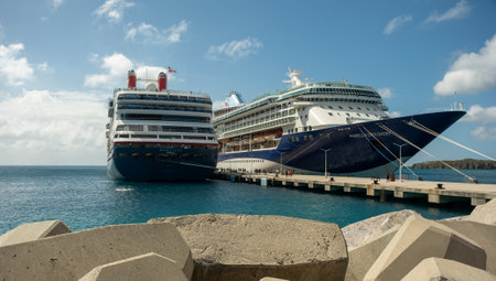 Fred Olson and Marella Discovery Cruise Ships in St Maartenのeditorial素材