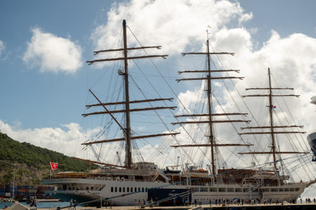Sea Cloud Spirit Sailing Ship in St Maartenのeditorial素材