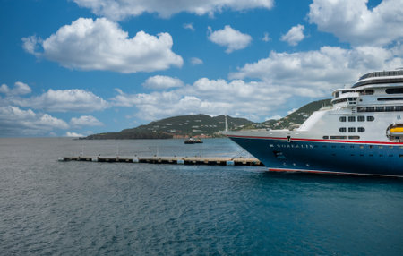 Bow of Fred Olson Cruise Ship in St Maartenのeditorial素材