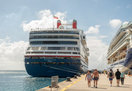 Pier to Fred Olson Cruise Ship in St Maartenのeditorial素材