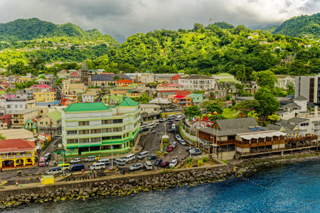 View of Roseau Dominica from Aboveのeditorial素材