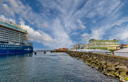 Celebrity Beyond and Roseau Dominica Waterfrontのeditorial素材