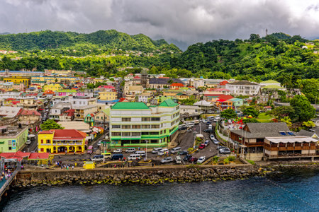 View of Roseau Dominica from Aboveのeditorial素材