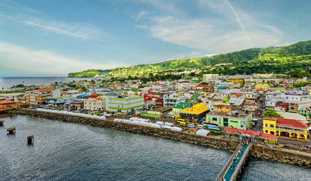 View of Roseau Dominica from Aboveのeditorial素材