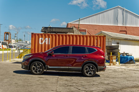 Honda SVU in Bridgetown Barbados Portのeditorial素材
