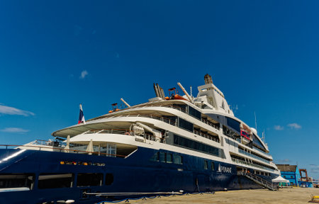 Yacht Docked in Bridgetown Barbadosのeditorial素材