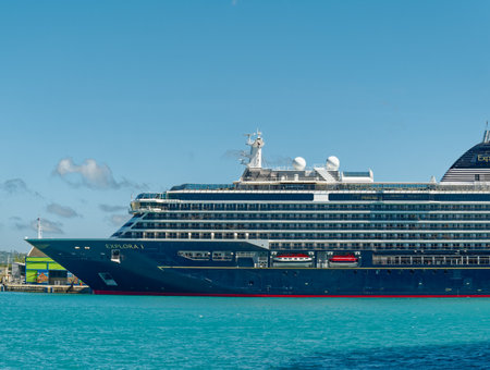 Explora Cruise Ship Docked in Bridgetown Barbadosのeditorial素材