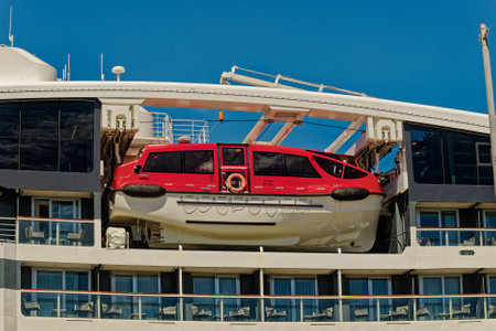 LIfeboat on Yacht Docked in Bridgetown Barbadosのeditorial素材