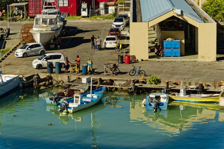 Boats in Antigua Harborのeditorial素材