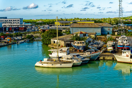 Boats in Antigua Harborのeditorial素材