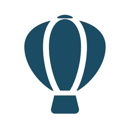 High quality dark blue flat air balloon icon. Pictogram, technology, object. Useful for web site, banner, greeting cards, apps and social media posts.の写真素材