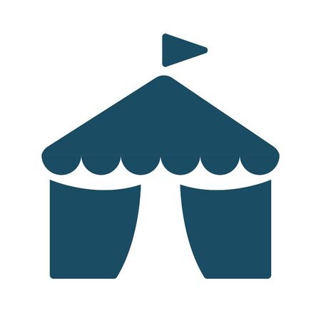 High quality dark blue flat circus tent icon. Pictogram, technology, object. Useful for web site, banner, greeting cards, apps and social media posts.の写真素材