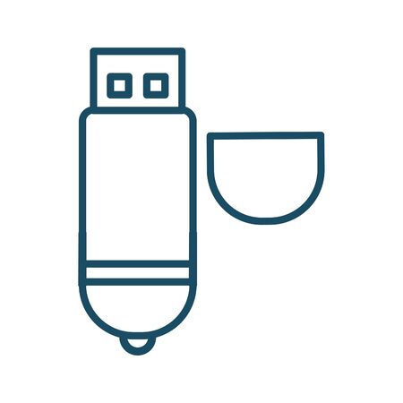 High quality dark blue usb stick, memory card outlined icon. Pictogram, technology, object. Useful for web site, banner, greeting cards, apps and social media posts.の写真素材