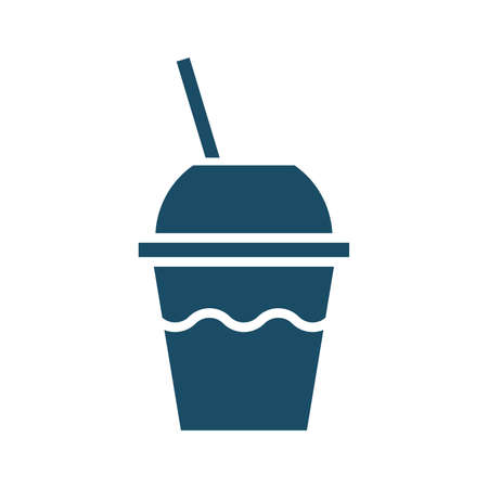 High quality dark blue flat drink cup icon. Pictogram, food, drink, dessert. Useful for web site, banner, greeting cards, apps and social media posts.の写真素材