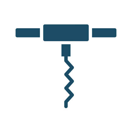 High quality dark blue flat corkscrew icon. Pictogram, food, drink, dessert. Useful for web site, banner, greeting cards, apps and social media posts.の写真素材