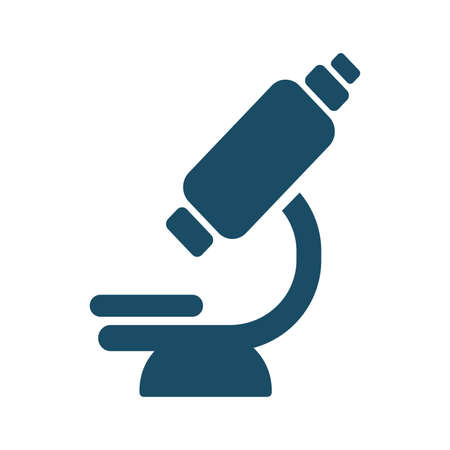 High quality dark blue microscope icon. Pictogram, icon set, illustration. Useful for web site, banner, greeting cards, apps and social media posts.の写真素材