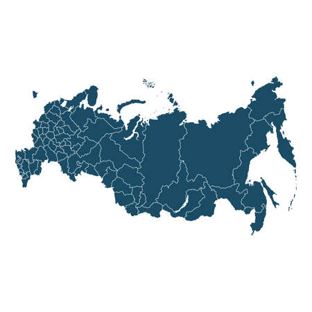 High quality dark blue flat Russia map. Travel, technology, country. Useful for web site, banner, greeting cards, apps and social media posts.の写真素材