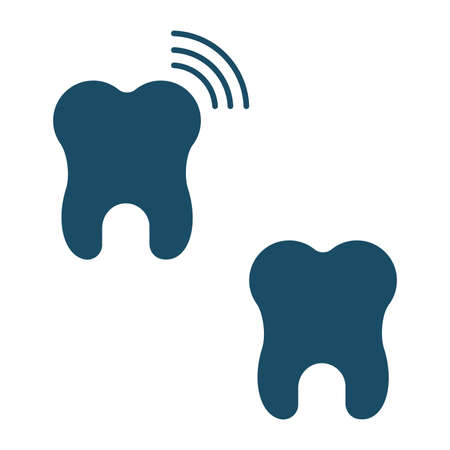 High quality dark blue tooth, teeth ache icon. Pictogram, icon set, illustration. Useful for web site, banner, greeting cards, apps and social media posts.の写真素材
