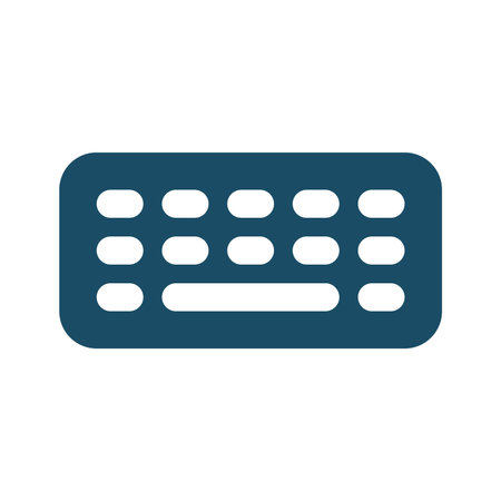 High quality dark blue computer keyboard icon. Pictogram, icon set, illustration. Useful for web...
