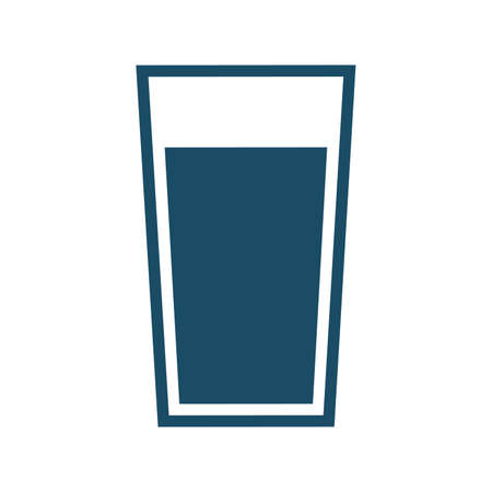High quality dark blue flat glass of water icon. Pictogram, icon set, illustration. Useful for web site, banner, greeting cards, apps and social media posts.の写真素材