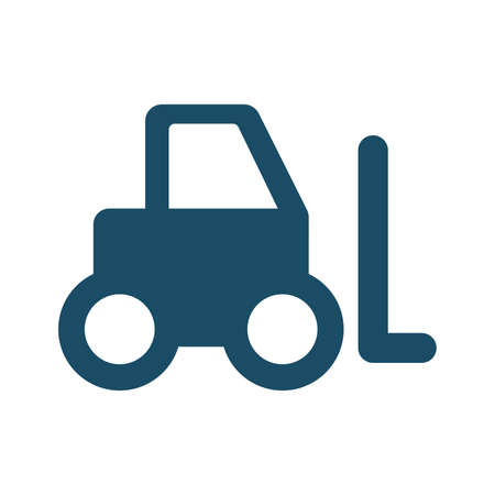 High quality dark blue flat forklift icon. Pictogram, icon set, illustration. Useful for web site, banner, greeting cards, apps and social media posts.の写真素材