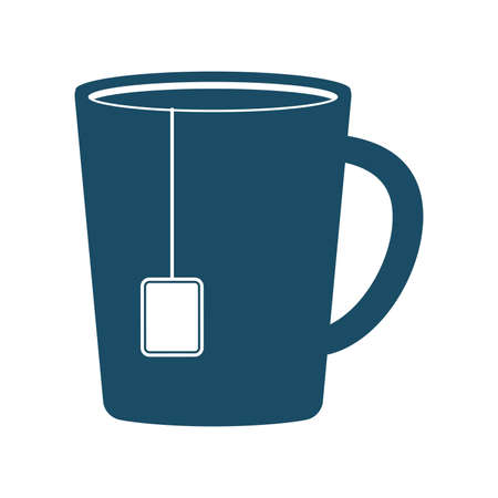 High quality dark blue flat cup of a tea icon. Pictogram, icon set, illustration. Useful for web site, banner, greeting cards, apps and social media posts.の写真素材