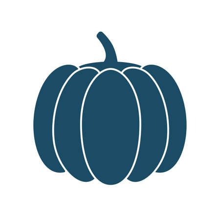 High quality dark blue flat pumpkin icon. Pictogram, icon set, illustration. Useful for web site, banner, greeting cards, apps and social media posts.の写真素材
