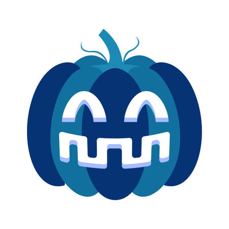 High quality dark blue flat jack o'lantern icon. Pictogram, icon set, illustration. Useful for web site, banner, greeting cards, apps and social media posts.の写真素材