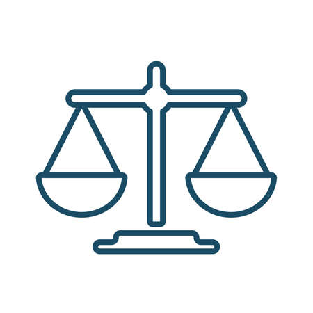High quality dark blue flat justice scale icon. Pictogram, icon set, illustration. Useful for web site, banner, greeting cards, apps and social media posts.の写真素材