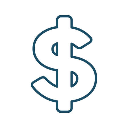 High quality dark blue outlined dollar sign icon. Pictogram, icon set, illustration. Useful for web site, banner, greeting cards, apps and social media posts.の写真素材