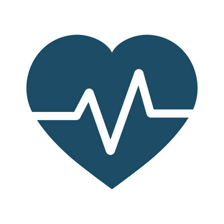 High quality dark blue flat heart beat, beat per minute, pulse icon. Pictogram, icon set, illustration. Useful for web site, banner, greeting cards, apps and social media posts.の写真素材