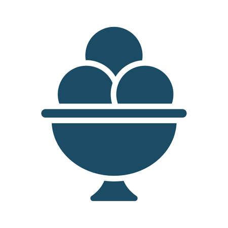 High quality dark blue flat cup of ice cream icon. Pictogram, icon set, illustration. Useful for web site, banner, greeting cards, apps and social media posts.の写真素材