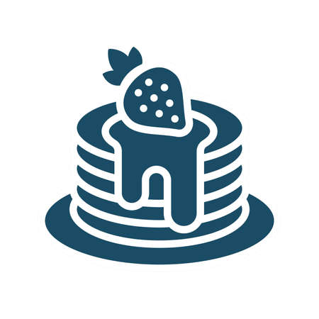 High quality dark blue flat pancakes icon. Pictogram, icon set, illustration. Useful for web site, banner, greeting cards, apps and social media posts.の写真素材