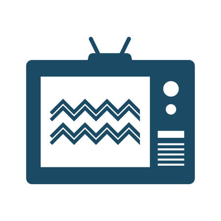 High quality dark blue flat television icon. Pictogram, icon set, illustration. Useful for web site, banner, greeting cards, apps and social media posts.の写真素材