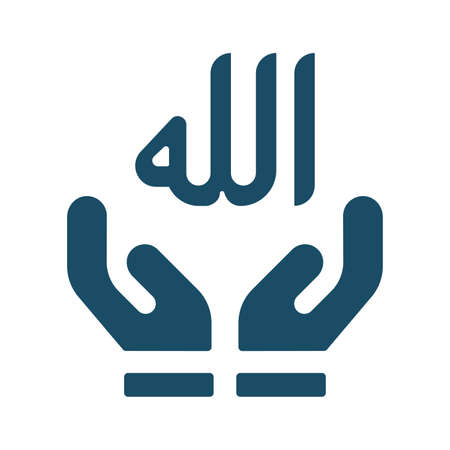 High quality dark blue flat praying hands icon. Pictogram, Ramadan, Muslim, Islam religion. Useful for web site, banner, greeting cards, apps and social media posts.の写真素材