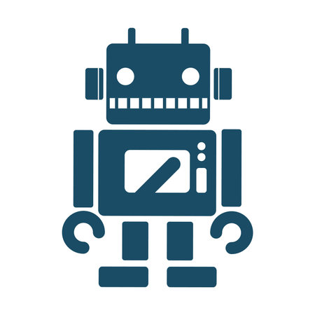 High quality dark blue flat robot icon. Pictogram, icon set, illustration. Useful for web site,...