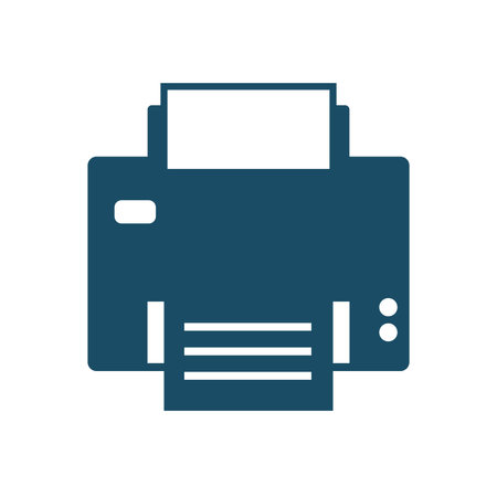 High quality dark blue flat printer icon. Pictogram, icon set, illustration. Useful for web site,...