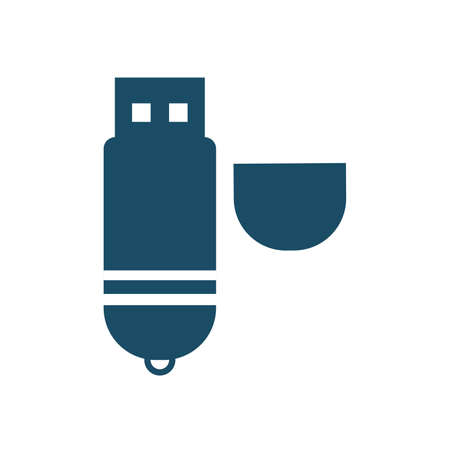 High quality dark blue flat flash disk icon. Pictogram, icon set, illustration. Useful for web site, banner, greeting cards, apps and social media posts.の写真素材
