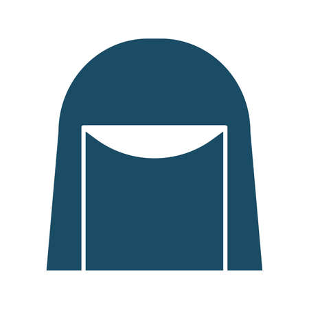 High quality dark blue flat woman in burqa icon. Pictogram, Ramadan, Muslim, Islam religion. Useful for web site, banner, greeting cards, apps and social media posts.の写真素材
