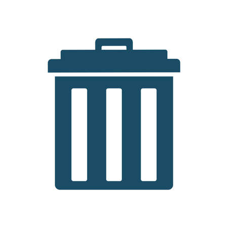 High quality dark blue flat trash can icon. Pictogram, icon set, illustration. Useful for web site, banner, greeting cards, apps and social media posts.の写真素材