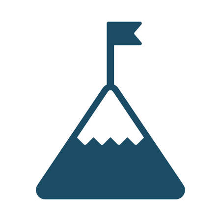 High quality dark blue flat mountain top icon. Pictogram, icon set, illustration. Useful for web site, banner, greeting cards, apps and social media posts.の写真素材