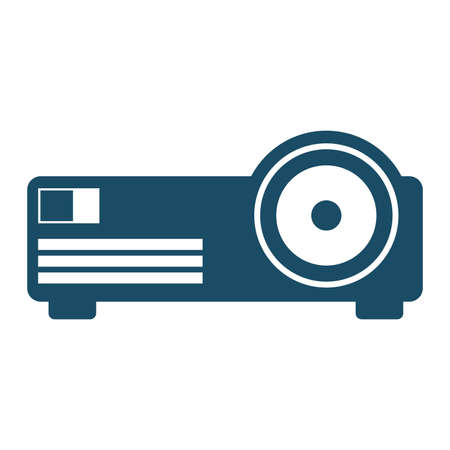 High quality dark blue flat projector icon. Pictogram, icon set, illustration. Useful for web site, banner, greeting cards, apps and social media posts.の写真素材