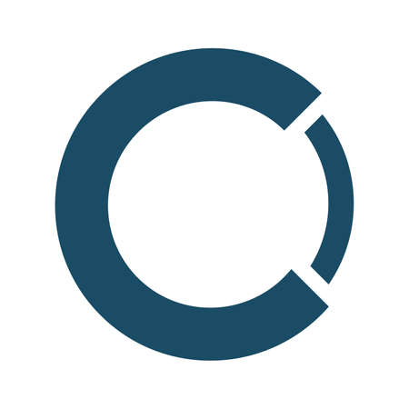 High quality dark blue flat pie chart icon. Pictogram, business, finance. Useful for web site, banner, greeting cards, apps and social media posts.の写真素材