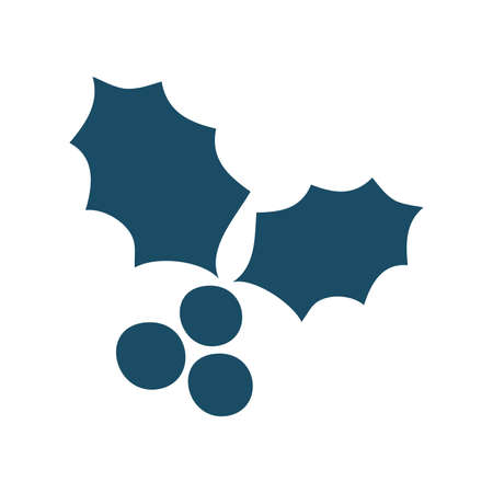 High quality dark blue mistletoe ornament icon. Pictogram, christmas, holiday. Useful for web site, banner, greeting cards, apps and social media posts.の写真素材