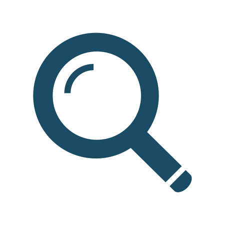 High quality dark blue flat magnifying glass icon. Pictogram, icon set, illustration. Useful for web site, banner, greeting cards, apps and social media posts.の写真素材